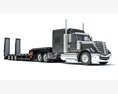Long Flatbed Semi Truck 3D模型 顶视图