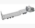 Long Flatbed Semi Truck 3D模型