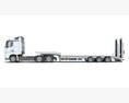 Lowboy Trailer With Semi Truck 3D模型 后视图