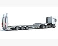 Lowboy Trailer With Semi Truck 3D модель side view