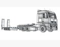 Lowboy Trailer With Semi Truck Modelo 3D