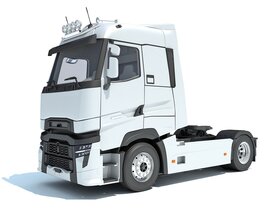 Modern White Semi-Truck Cab 3Dモデル
