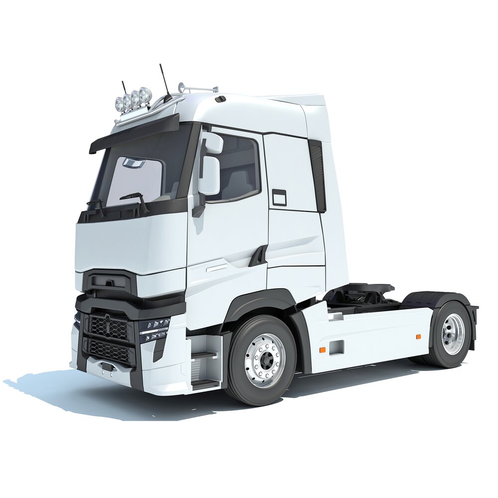 Modern White Semi-Truck Cab 3D模型