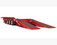 Red Tri-Axle Step-Deck Platform Trailer Modello 3D