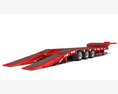 Red Tri-Axle Step-Deck Platform Trailer 3d model