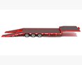 Red Tri-Axle Step-Deck Platform Trailer 3D 모델 