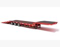 Red Tri-Axle Step-Deck Platform Trailer 3d model top view
