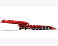 Red Tri-Axle Step-Deck Platform Trailer 3d model clay render