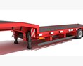Red Tri-Axle Step-Deck Platform Trailer 3d model