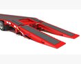 Red Tri-Axle Step-Deck Platform Trailer 3d model seats