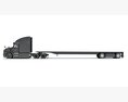 Sleeper Cab Truck With Flatbed Trailer 3D 모델  back view