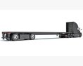 Sleeper Cab Truck With Flatbed Trailer 3D 모델  side view