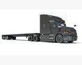 Sleeper Cab Truck With Flatbed Trailer 3D 모델  top view