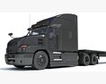 Sleeper Cab Truck With Flatbed Trailer Modello 3D