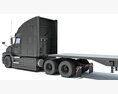 Sleeper Cab Truck With Flatbed Trailer 3D-Modell dashboard