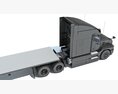 Sleeper Cab Truck With Flatbed Trailer 3Dモデル seats