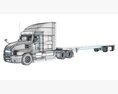 Sleeper Cab Truck With Flatbed Trailer 3D-Modell