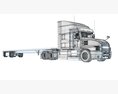 Sleeper Cab Truck With Flatbed Trailer Modèle 3d