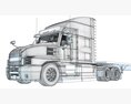 Sleeper Cab Truck With Flatbed Trailer 3d model