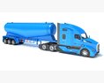 Sleeper Cab Truck With Tank Trailer 3Dモデル