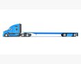 Three Axle Truck With Flatbed Trailer 3D модель back view