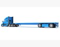 Three Axle Truck With Flatbed Trailer 3D模型 wire render