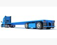 Three Axle Truck With Flatbed Trailer 3d model