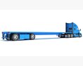 Three Axle Truck With Flatbed Trailer 3d model side view