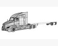 Three Axle Truck With Flatbed Trailer 3D модель