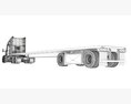 Three Axle Truck With Flatbed Trailer 3D модель