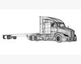 Three Axle Truck With Flatbed Trailer 3D-Modell