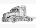 Three Axle Truck With Flatbed Trailer 3D 모델 