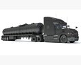 Three Axle Truck With Tank Semitrailer 3D 모델  top view