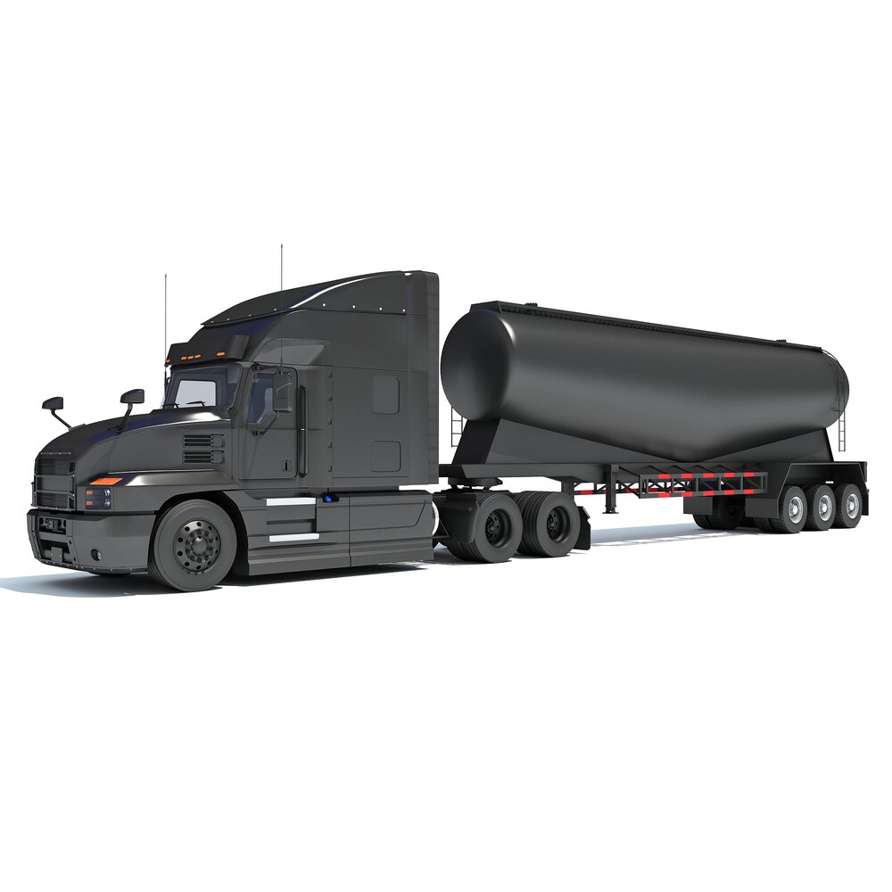Three Axle Truck With Tank Trailer 3D model