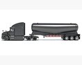 Three Axle Truck With Tank Trailer 3d model back view