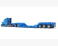 Tractor Truck With Lowboy Trailer 3Dモデル wire render