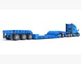 Tractor Truck With Lowboy Trailer 3D-Modell Seitenansicht