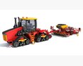Tractor With Seed Drill 3Dモデル 後ろ姿