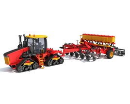 Tractor With Trailed Disc Harrow 3D model