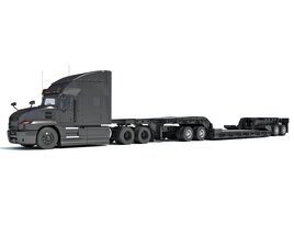 Truck Unit With Lowboy Trailer 3Dモデル