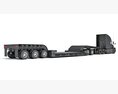 Truck Unit With Lowboy Trailer Modello 3D vista laterale