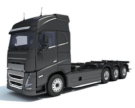 4 Axle Black Semi Truck Cab 3D 모델 