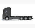 4 Axle Black Semi Truck Cab 3D模型 后视图