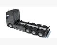 4 Axle Black Semi Truck Cab 3D模型 wire render