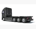 4 Axle Black Semi Truck Cab 3D模型