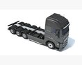 4 Axle Black Semi Truck Cab Modello 3D