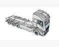 4 Axle Black Semi Truck Cab 3D模型