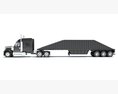 Bottom Dump Truck With Trailer 3D-Modell Rückansicht