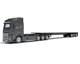 Cab-over Truck With Flatbed Trailer 3Dモデル