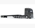 Cab-over Truck With Flatbed Trailer 3D-Modell Draufsicht